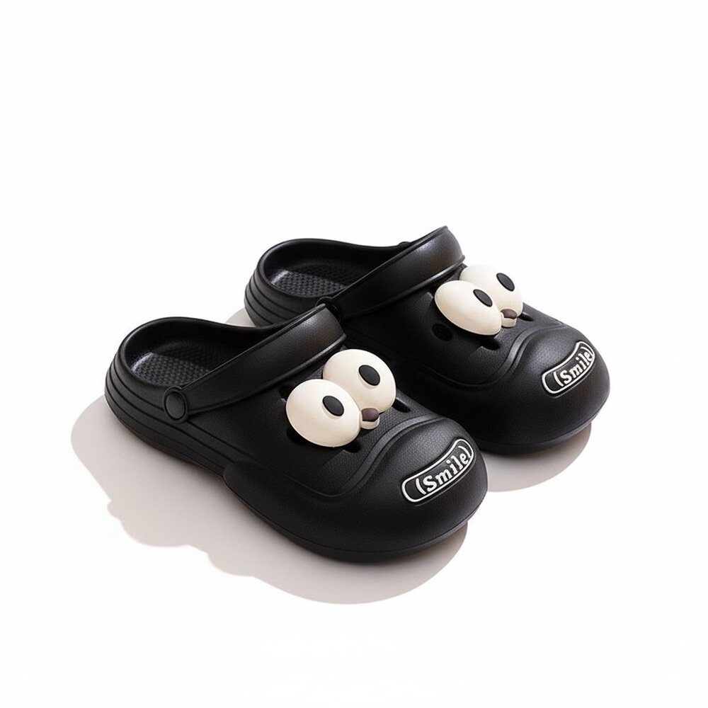 Women's clogs with large eyelets: comfortable, height-increasing！！BLACK
